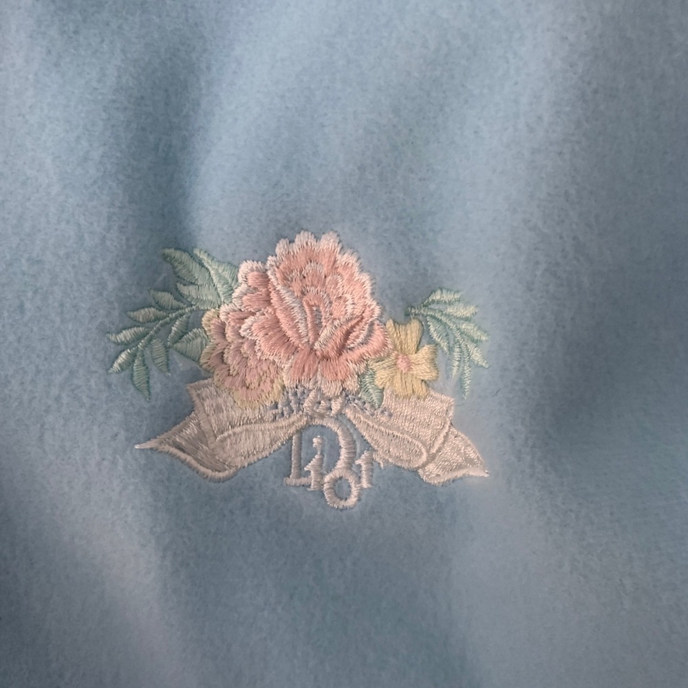 Vintage Christian Dior Women NWT Blue Rose Embroidered Monsieur Loungewear Robe - Picture 6 of 8